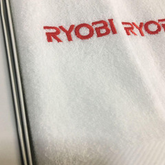 未使用品 RYOBI フェイスタオル2枚入り 肌触り良い 白 ロゴ赤の画像