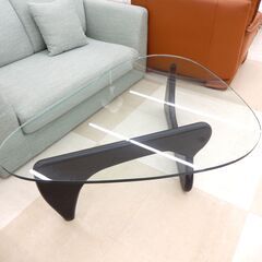 イサムノグチ風 ガラステーブル コーヒーテーブル ガラス天板14mm