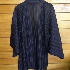 新品　フリーサイズ　しじら織　ネイビー　男女兼用　夏物春物　羽織り物カーディガンの画像