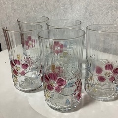 アデリア　ボヌール　グラス　花柄　昭和レトロ　希少　アンティーク　5客