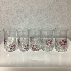 アデリア　ボヌール　グラス　花柄　昭和レトロ　希少　アンティーク　5客の画像