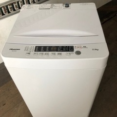 福岡市内配送設置無料　2022年式　ハイセンス 全自動 洗濯機 5.5kg ホワイト HW-K55E 最短10分洗濯 真下排水 予約機能 スリム 風乾燥 強力洗浄 一人暮らし 二人分のお洗濯