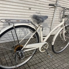 27インチ自転車】6段変速 LEDオートライト仕様 前後タイヤ、サドル