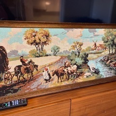 アンティーク 大きなオランダの昔の額 ゴブラン織