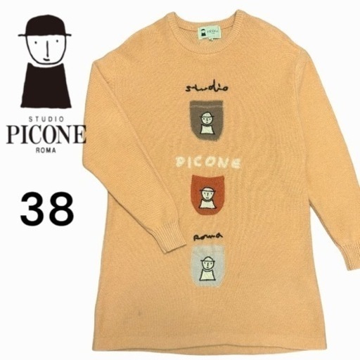 PICONE/ピッコーネ　アンゴラ混セーター　38 司祭モチーフ　バックロゴ