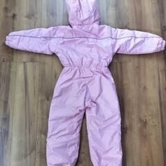 スキーウェア    ジャンプスーツ    防寒着   つなぎ    サイズ１１０（サイズ調整可能の為 サイズ１００着用のキッズにもおすすめです）   ピンクの画像
