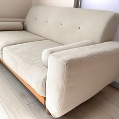 2人掛けソファ/3人掛けソファ/横幅160cm/白/クリーム色