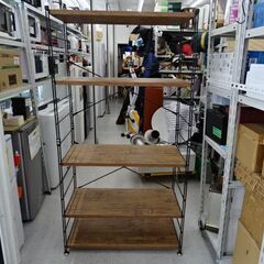 【恵庭】ウッドシェルフ　おしゃれな木目　高さ162ｃｍ