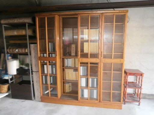 超大容量高級　総天然杢楢材スライド式書棚