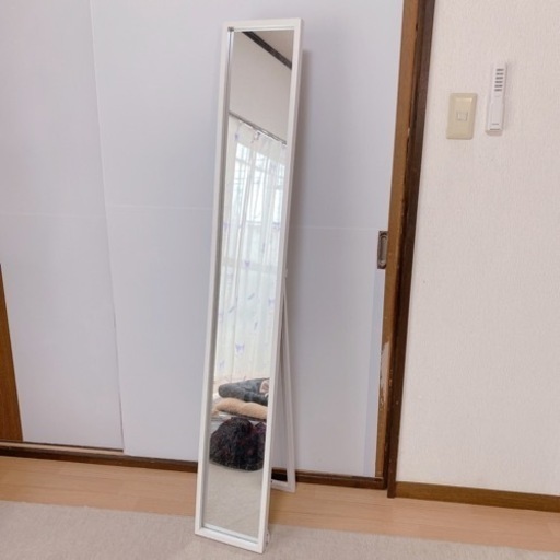 姿見鏡 全身鏡  ミラー  ホワイト  白  シンプル