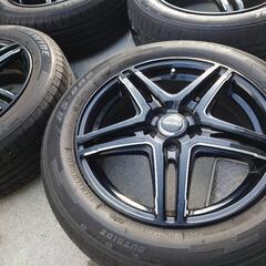 ブラック　5本スポーク　アルミホイール　16インチ PCD100 5穴　205/55R16 トヨタ　プリウス　ウィッシュ　アベンシス　スバル　レガシィ　インプレッサ　等の画像