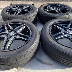 ブラック　5本スポーク　アルミホイール　16インチ PCD100 5穴　205/55R16 トヨタ　プリウス　ウィッシュ　アベンシス　スバル　レガシィ　インプレッサ　等の画像
