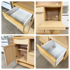 【超美品‼️】ニトリ 90cm幅キッチンボード 食器棚 収納家具 木目調ブラウン♪の画像