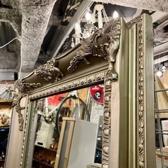 《売約済》スタンドミラー　ウォールミラー　姿見　デコレーション　大判　大型　検　ビンテージ　ヴィンテージ　鏡　ダンス　ファッション　　　シルバー　銀　銀色　の画像