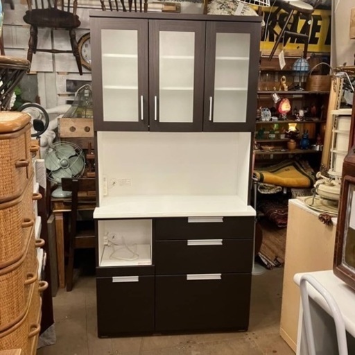 《売約済》食器棚　レンジボード　カップボード　ハイタイプ　ニトリ　NITORI 検　DAHLIN  ダリア　Daria ブラウン　モダン