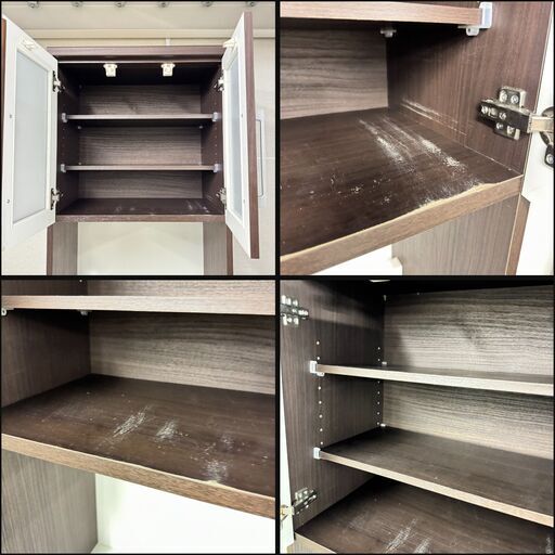 W 15828   2枚ガラス扉キッチンボード　食器棚   ◆大阪市内・東大阪市他 5,000円以上ご購入で無料配達いたします！◆ ※