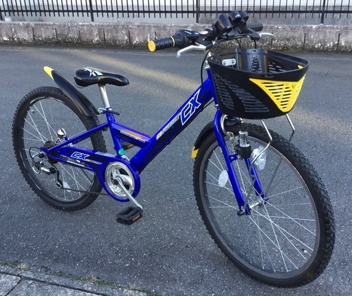 ＜整備済・美品車＞ブリヂストン・ジュニア24インチ自転車・ブルー LEDライト シマノ外装6段変速 鍵付き・お掃除済♪