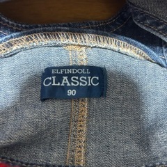 今年処分！最終値下げ！西松屋　デニム  チェック柄　ジャンパースカート  90の画像