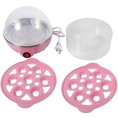 卵蒸し器 ミニ電気卵炊飯器 二重層　ピンクの画像