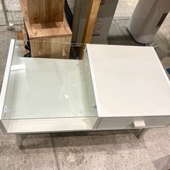 ディスプレイテーブル 引出し おしゃれ ガラス天板 ローテーブル 中古 の画像