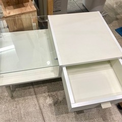ディスプレイテーブル 引出し おしゃれ ガラス天板 ローテーブル 中古 の画像