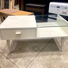 ディスプレイテーブル 引出し おしゃれ ガラス天板 ローテーブル 中古 の画像