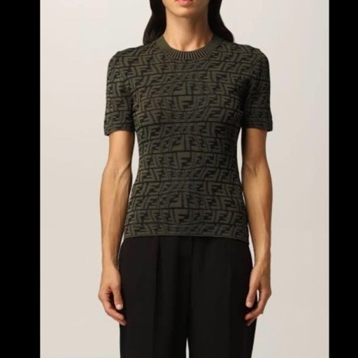 【日本完売商品】フェンディFFロゴ ズッカ柄 半袖ニット FZX670 AGF1