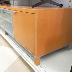 大型テレビ台 幅200cm ナチュラルブラウン ガラス扉 木目脚  /札幌市清田区の画像