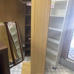 【リサイクルサービス八光】幅50cm　ミラー付きブティックハンガーラック　ナチュラルベージュ