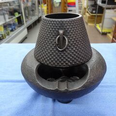 南部鉄器 三厳堂 茶釜 風炉 蓋欠品 伝統工芸品 昭和 インテリア 西岡店の画像
