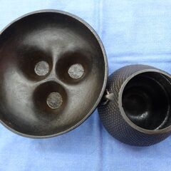 南部鉄器 三厳堂 茶釜 風炉 蓋欠品 伝統工芸品 昭和 インテリア 西岡店の画像