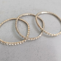 シルバーネックレス＆ブレスレット＆ピアス 3点セット シンプル キラキラ リングの画像