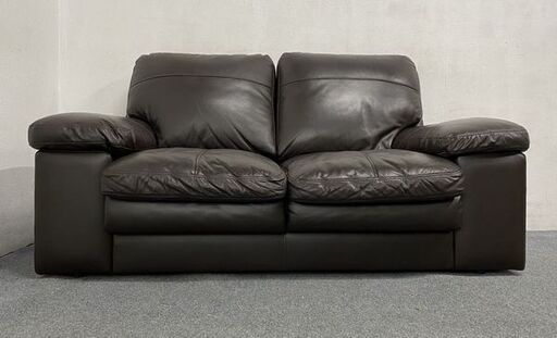 ニトリ/NITORI 2人用ワイドソファ Sステイツ ダークブラウン 本革 ポケットコイルスプリング 中古家具 店頭引取歓迎 R787