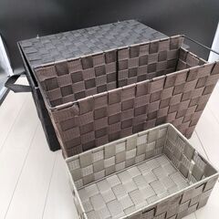 (M-2504IN15)◆収納ボックス◆3点◆W29cm×D39cm×H19cm◆ブラウン×ブラック◆の画像