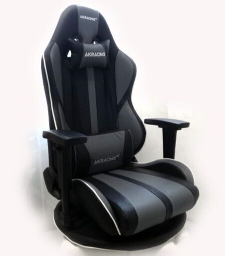 AKRacing ゲーミング座椅子 グレー 極坐(ぎょくざ) 高耐久PUレザー 180度リクライニングチェア/札幌市白石区☆店頭お引き取りOK【自社配送は札幌市内限定】
