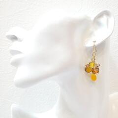 (ハンドメイド)チェコドロップデザイン✨とろ～り蜂蜜のピアス④の画像