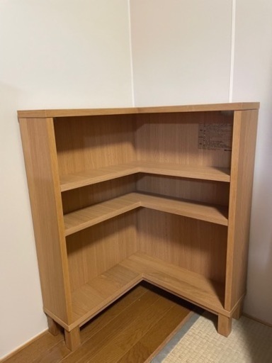 【受け渡し予定者決定しました】無印良品　オーク材薄型ラック・コーナー用・小・奥行１６ｃｍ幅５６×奥行５６×高さ８３ｃｍ