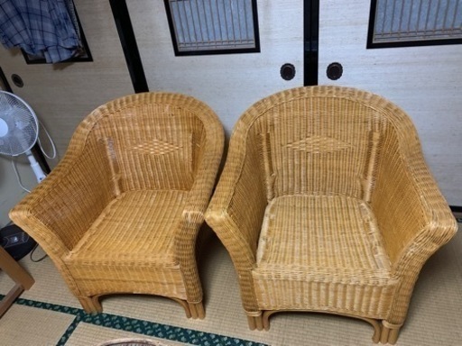 椅子　ラタン　昭和レトロ