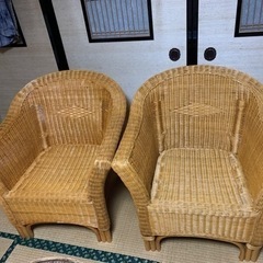 椅子　ラタン　昭和レトロ