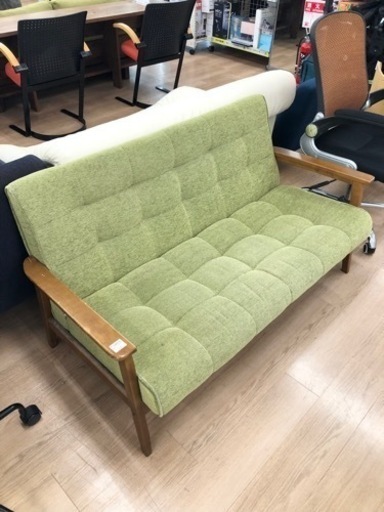 2人掛けソファー ブラウン×グリーン
