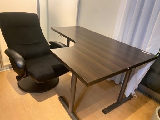 L字テーブル　椅子付　パソコンデスク　チェア　学習　机