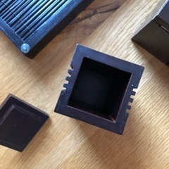 バリ職人によるチーク材の小物入れ3点セットの画像