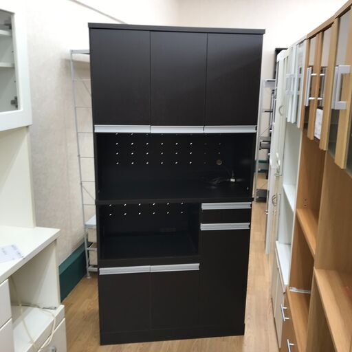 ★ジモティ割あり★  食器棚 ブラウン H183×W91×D43 クリーニング済み KJ4276