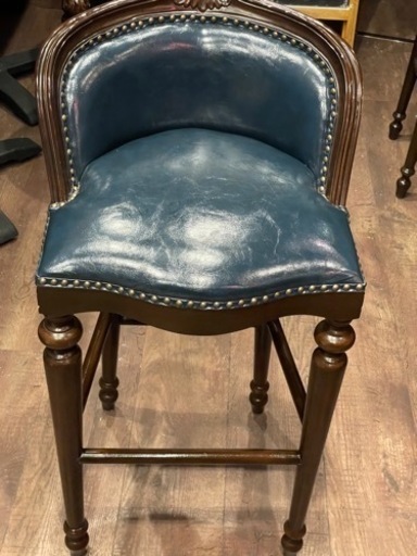最終価格Vincentシリーズ アンティーク　カウンターチェア  ブルー