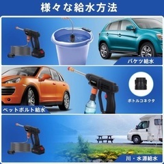 POXITY 高圧洗浄機 コードレス 充電式 水圧洗浄機 洗車 自吸式 庭/屋外/外壁/掃除 （3000mah*２個バッテリー付）の画像