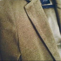 美品clearクリア フェイクモッサロングチェスターコートの画像