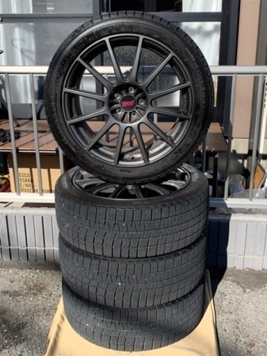 最終値下げ！　SUBARU用スタッドレスタイヤ＋ＳＴＩブラックホイール　225/45R18　PCD100　5穴
