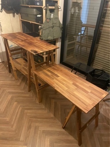 ビジョンピークス キッチンテーブル アカシア キッチンラック オプションテーブル付き