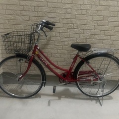 【美品】自転車　オートライト　変速付き　赤の画像