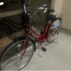 【美品】自転車　オートライト　変速付き　赤